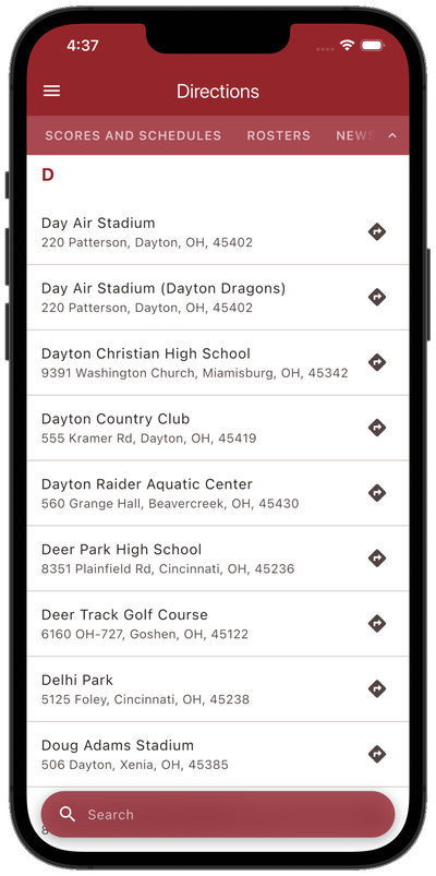Directions to Events screenshot