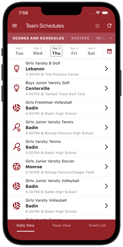 Scores & Schedules screenshot